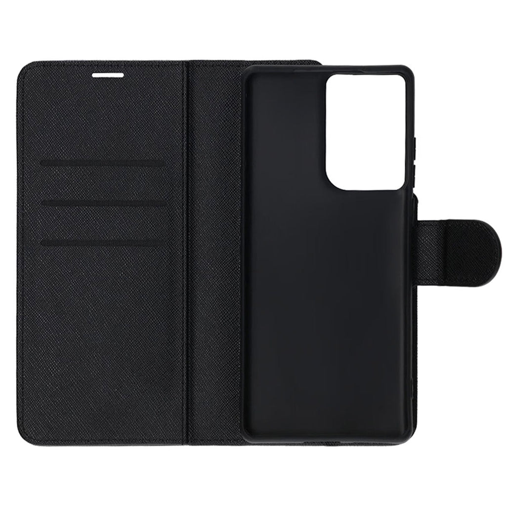 Flip Stand Leather Wallet Case For Motorola Moto G85 Black - Phonecare