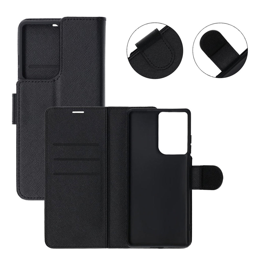 Flip Stand Leather Wallet Case For Motorola Moto G85 Black - Phonecare