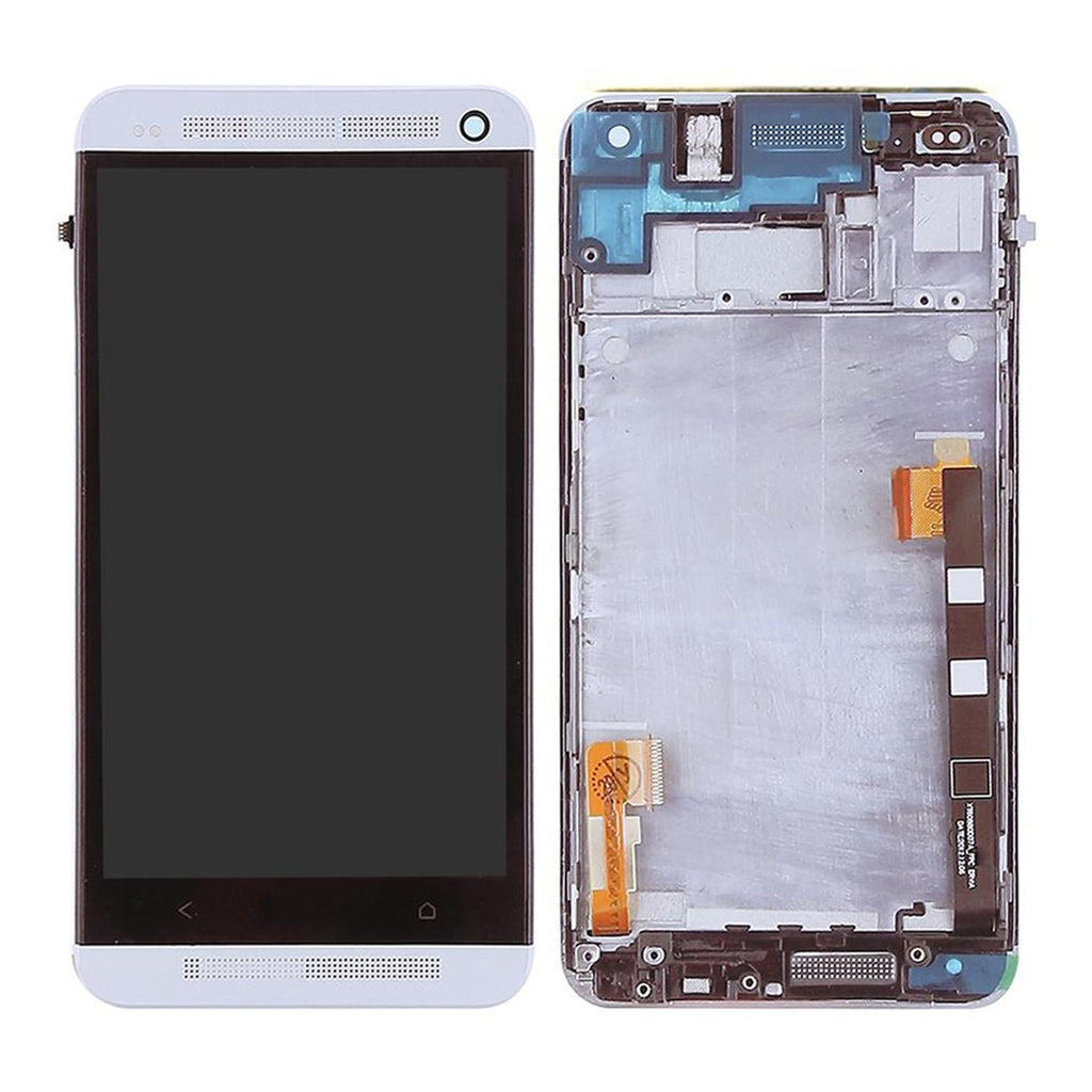 HTC One M7 Skärm med LCD Display OEM - Vit - PhonecareMobilreservdelar