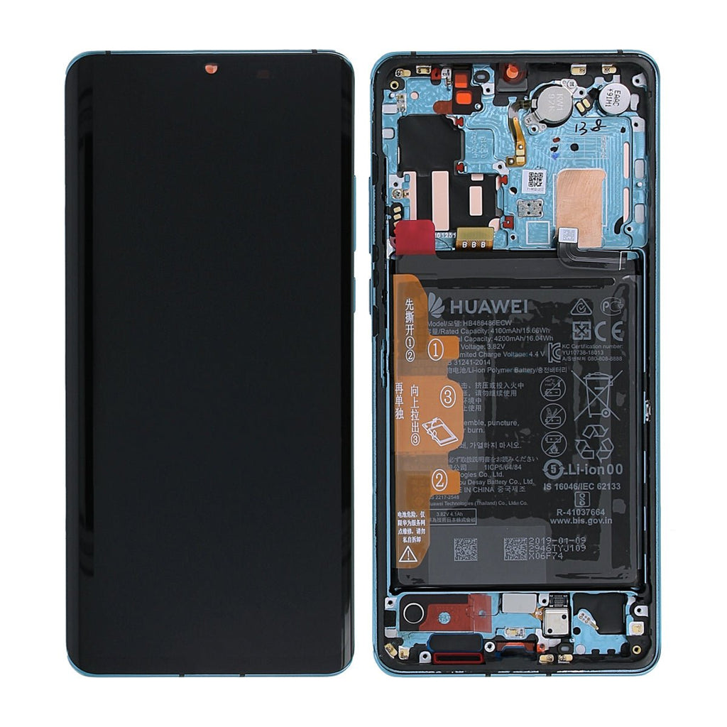 Huawei P30 Pro Skärm med LCD Display + Batteri Original - Blå - PhonecareMobilreservdelar