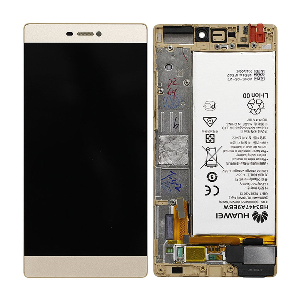 Huawei P8 LCD Skärm med Batteri OEM - Guld - PhonecareMobilreservdelar