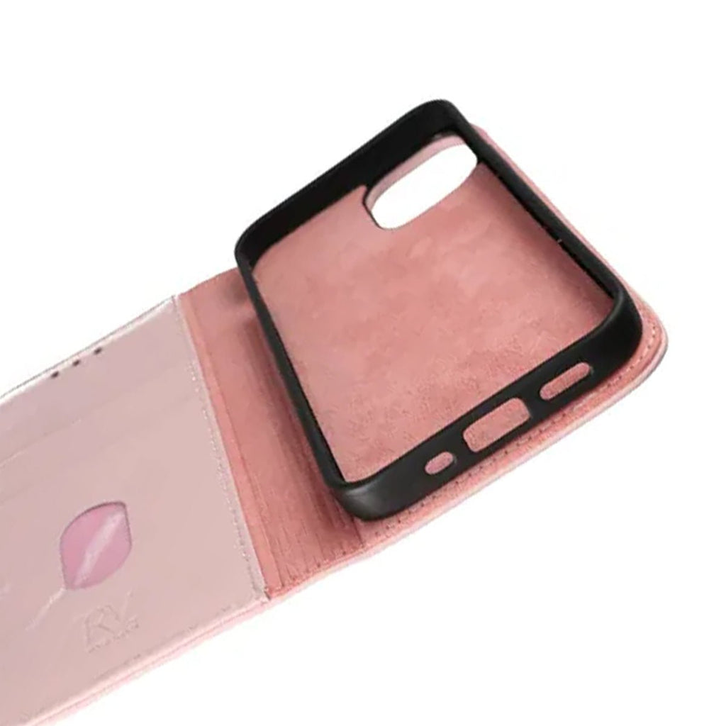 iPhone 12 Mini Plånboksfodral Läder Rvelon - Rosa - PhonecareMobilskalRosa