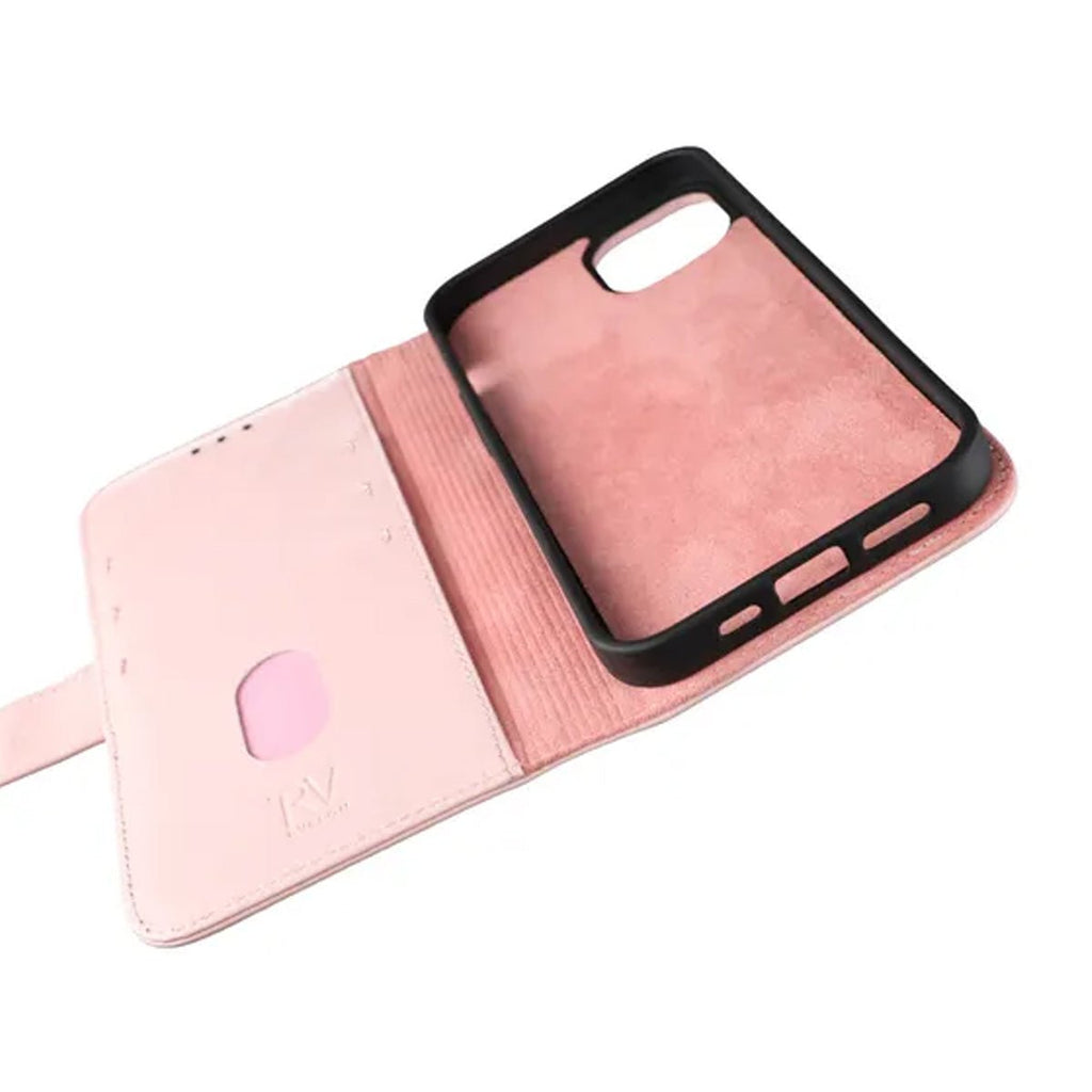 iPhone 12/12 Pro Plånboksfodral Läder Rvelon - Rosa - PhonecareMobilskalRosa