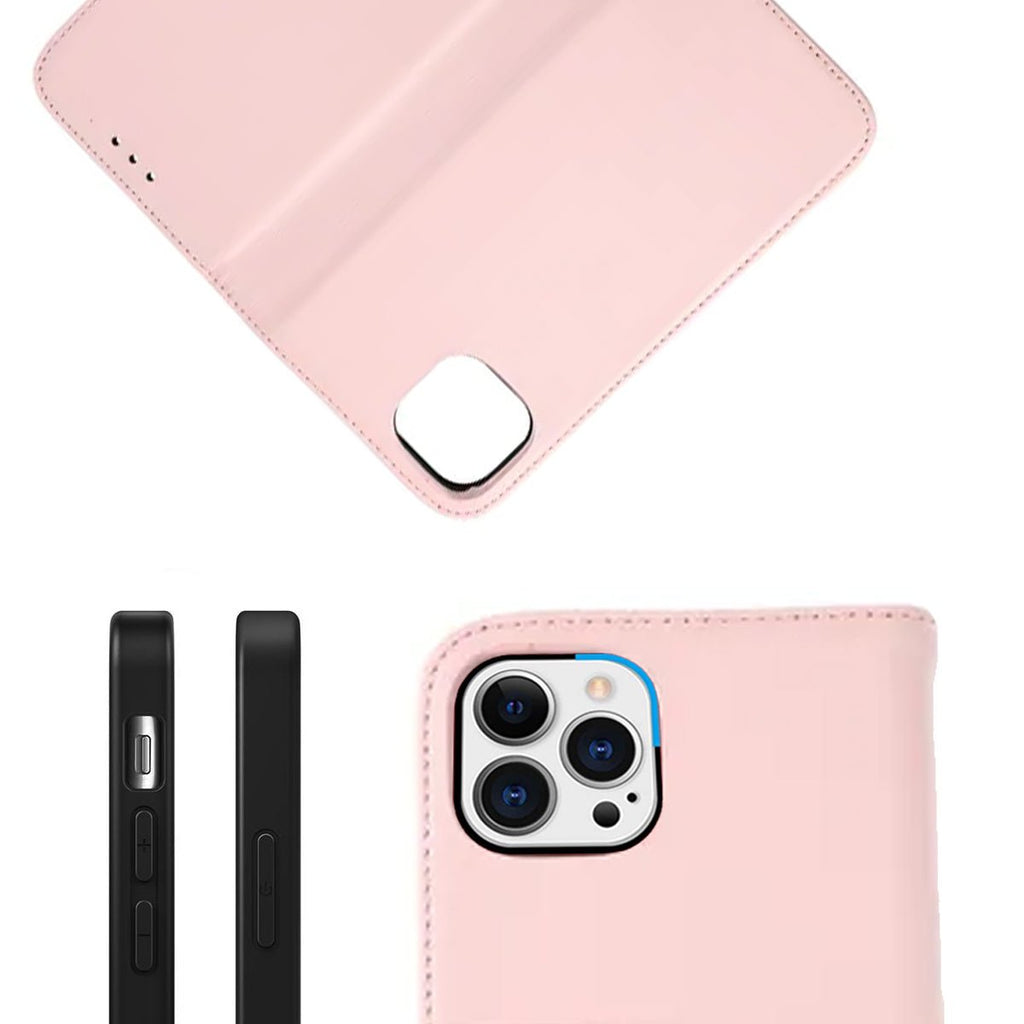 iPhone 12/12 Pro Plånboksfodral Läder Rvelon - Rosa - PhonecareMobilskalRosa