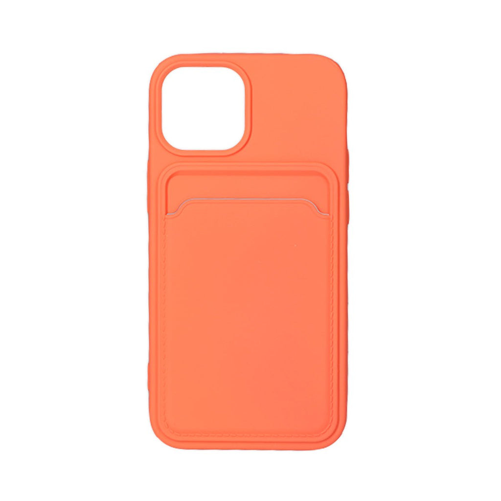 iPhone 13 Mini Mobilskal Silikon med Korthållare - Orange - PhonecareMobilskalOrange