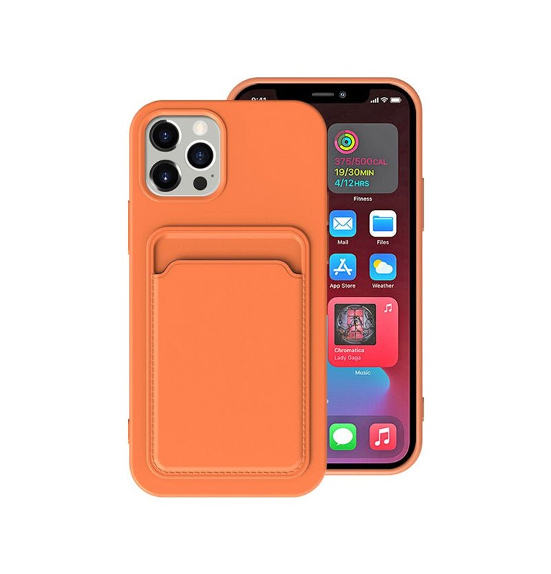 iPhone 13 Pro Max Mobilskal Silikon med Korthållare - Orange - PhonecareMobilskalOrange