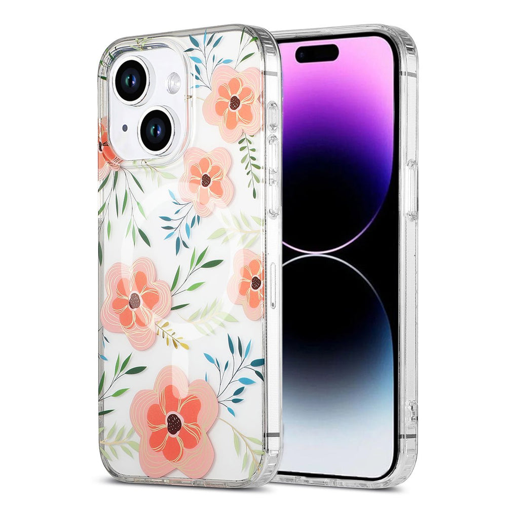 iPhone 13/14 Mobilskal MagSafe - Blommor Rosa - PhonecareMobilskalMotiv