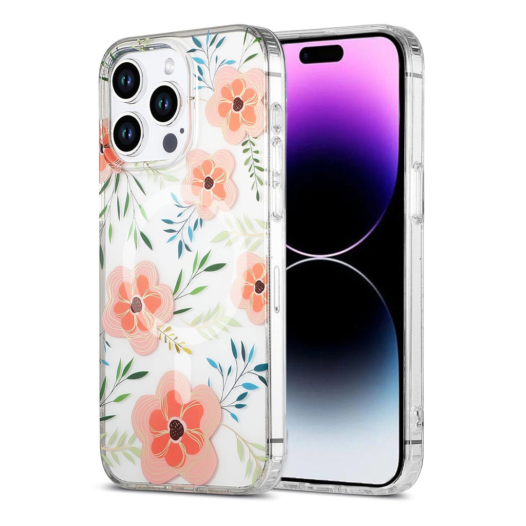 iPhone 14 Pro Max Mobilskal MagSafe - Blommor Rosa - PhonecareMobilskalMotiv