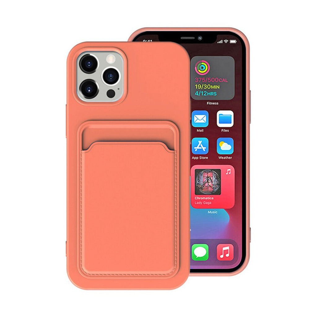 iPhone 14 Pro Max Mobilskal Silikon med Korthållare - Orange - PhonecareMobilskalOrange