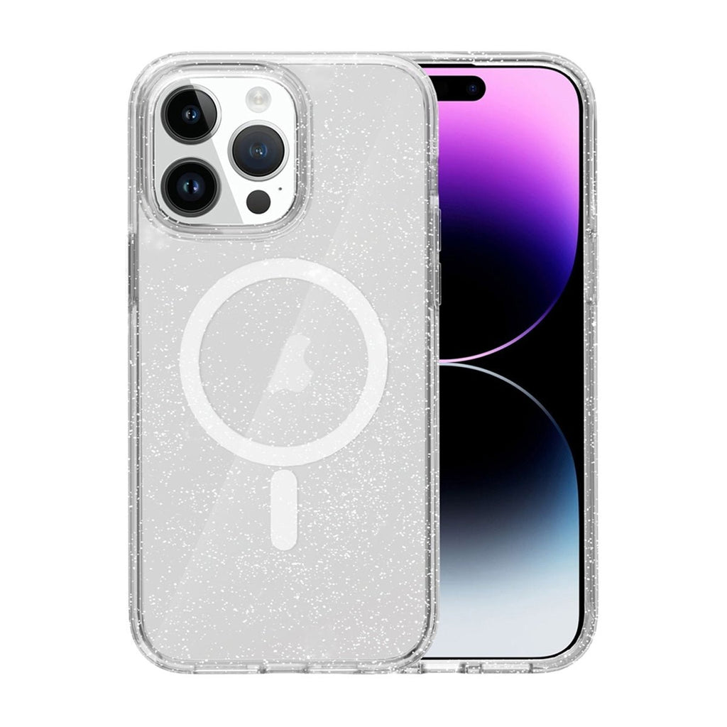 iPhone 14 Pro Max Mobilskal Stöttåligt med Glitter - Transparent - PhonecareMobilskalTransparent