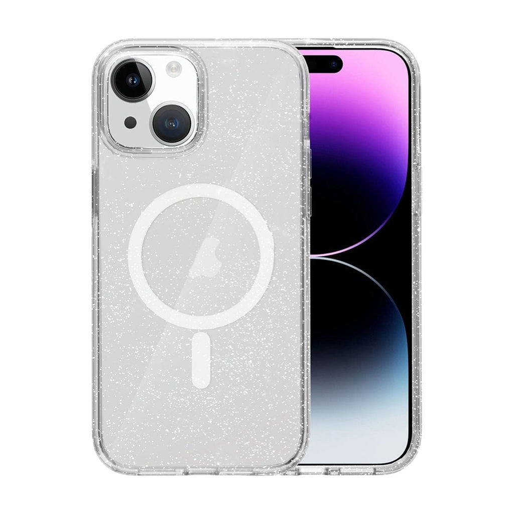 iPhone 15 Mobilskal Stöttåligt med Glitter - Transparent - PhonecareMobilskalTransparent