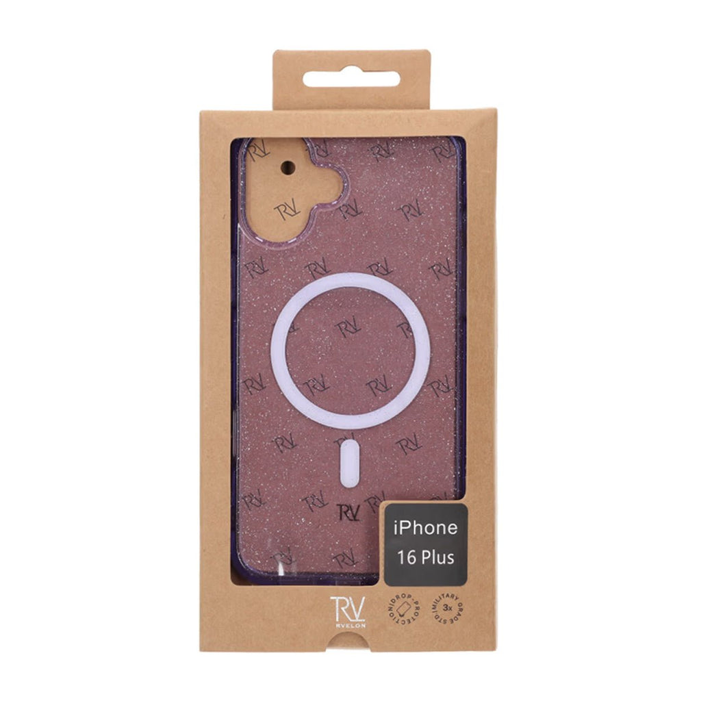 iPhone 16 Plus Rvelon Mobilskal TPU MagSafe - Glitter Lila