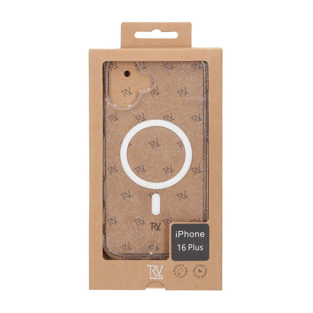 iPhone 16 Plus Rvelon Mobilskal TPU MagSafe - Glitter Vit