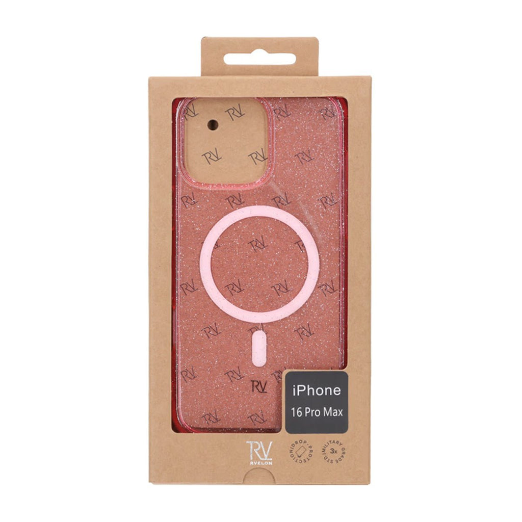 iPhone 16 Pro Max Rvelon Mobilskal MagSafe - Glitter Rosa