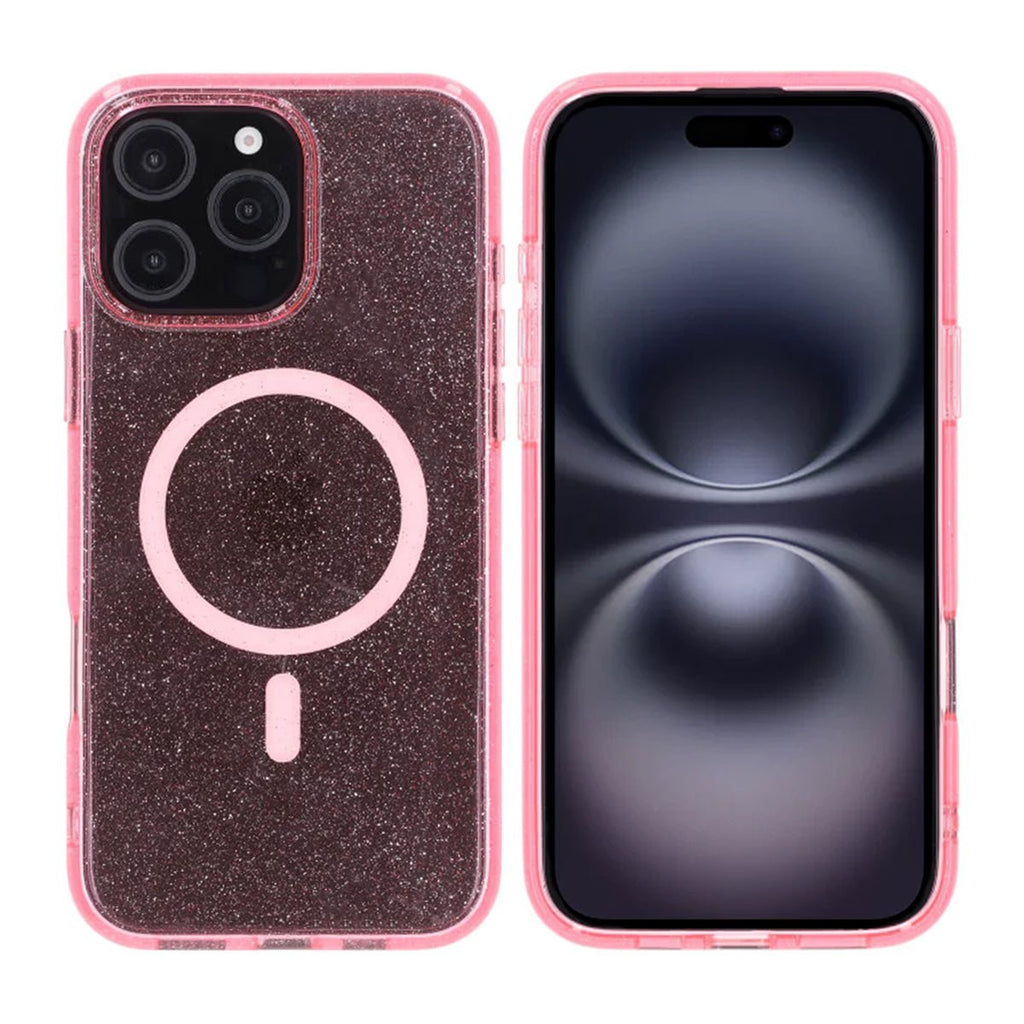 iPhone 16 Pro Max Rvelon Mobilskal MagSafe - Glitter Rosa