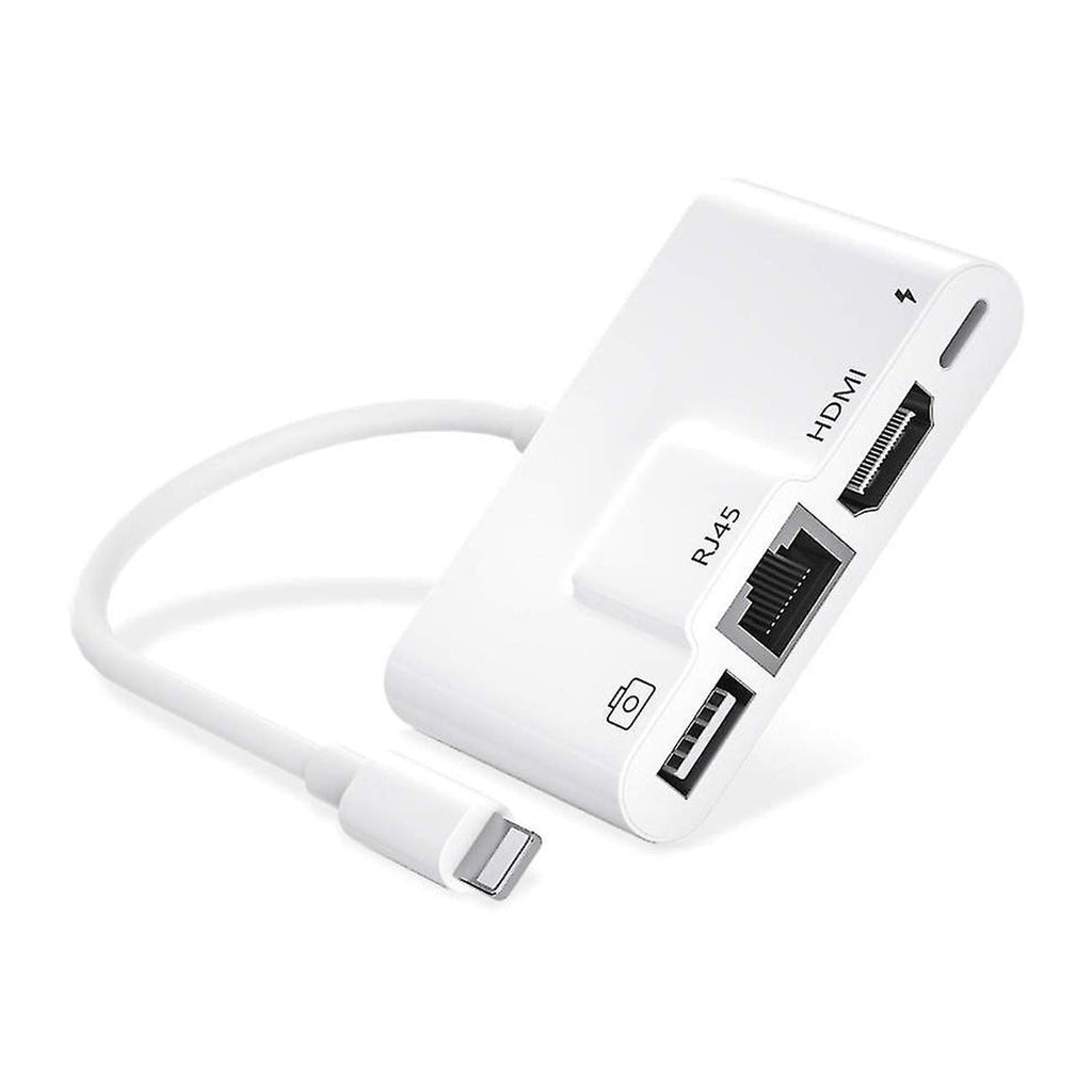 Lightning till HDMI, RJ4510/100Mbps, USB A 3.1 och Lightning laddningsport - PhonecareAdapter