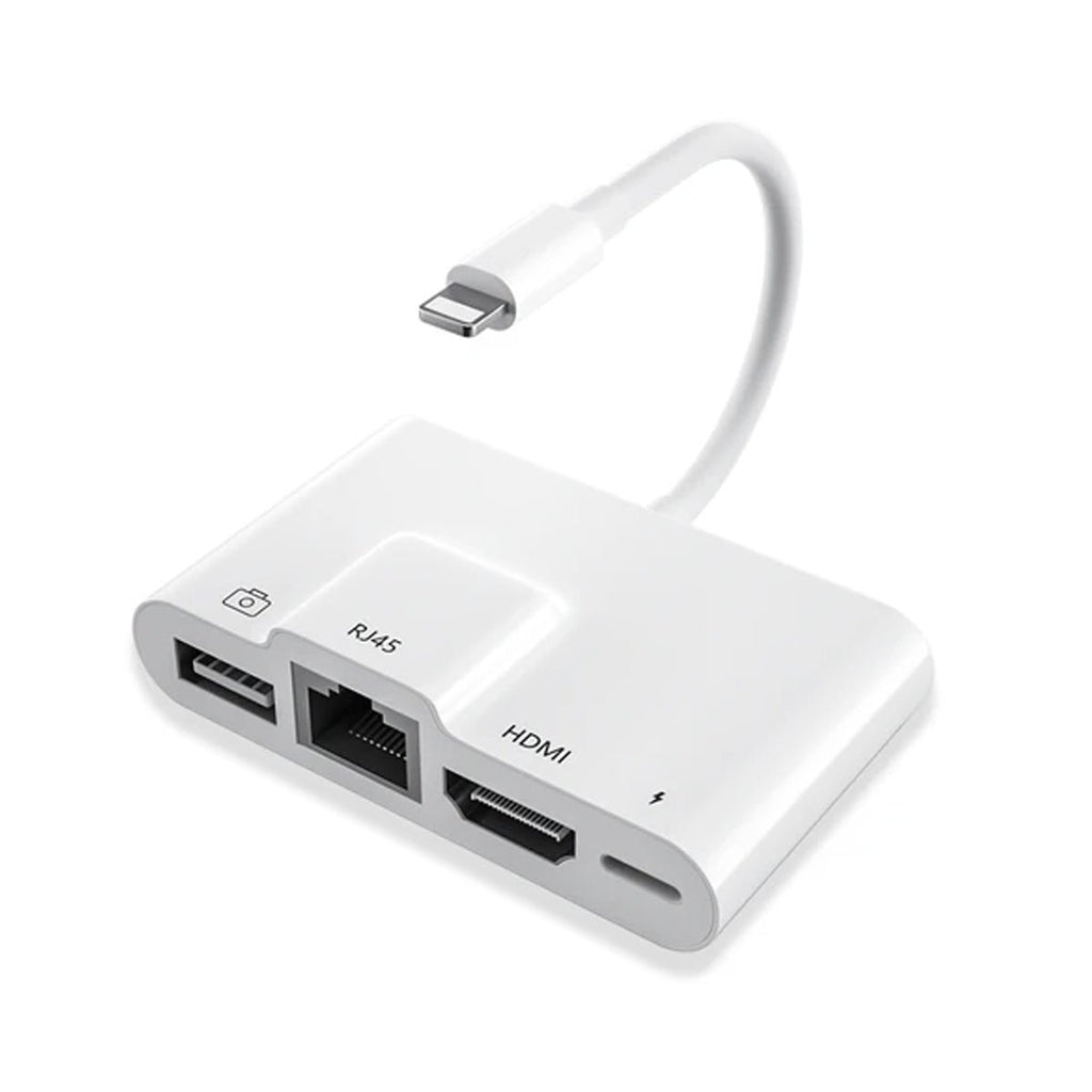 Lightning till HDMI, RJ4510/100Mbps, USB A 3.1 och Lightning laddningsport - PhonecareAdapter