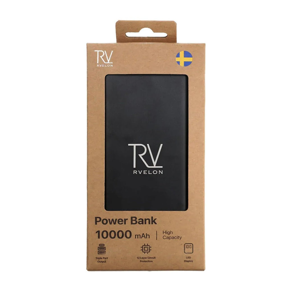 Powerbank 10000 mAh Rvelon - Svart