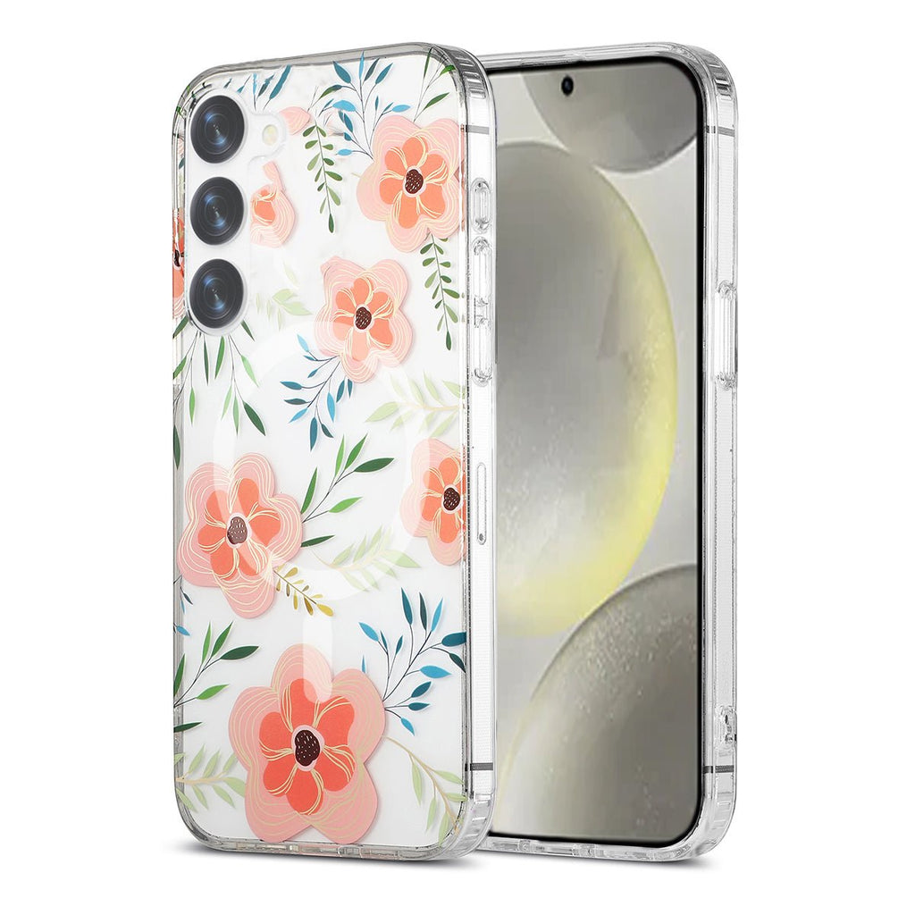 Samsung Galaxy S23 Mobilskal Magnet - Blommor Rosa