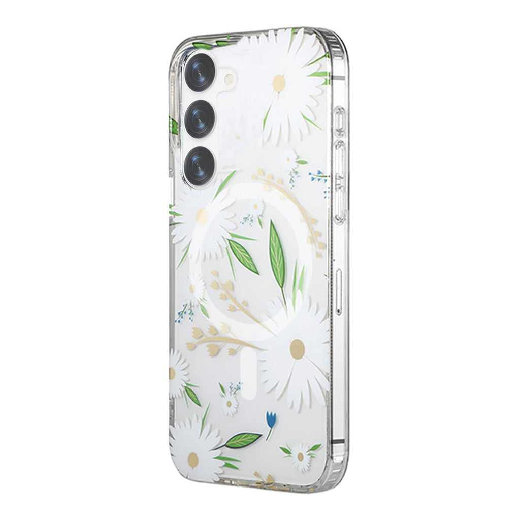 Samsung Galaxy S23 Mobilskal Magnet - Blommor Vit